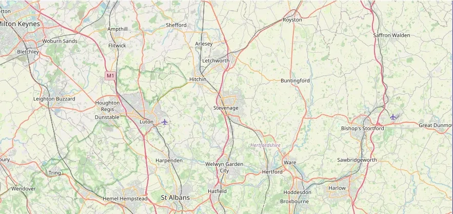 Map of the Stevenage area we cover